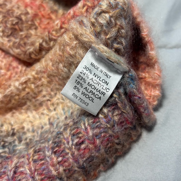 Elsamanda Sweater Peach Striped Pullover Size Large Alpaca Wool Mohair Italy - Picture 7 of 9